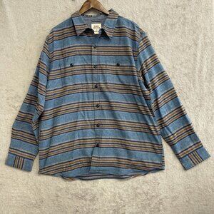 NWOT Blake Shelton Lands' End Men's XL Button-Up Striped Flannel Shirt